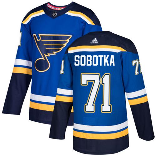 Adidas Blues #71 Vladimir Sobotka Blue Home Authentic Stitched NHL Jersey - Click Image to Close